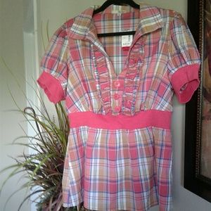Women's Plus Size Plaid Print Top